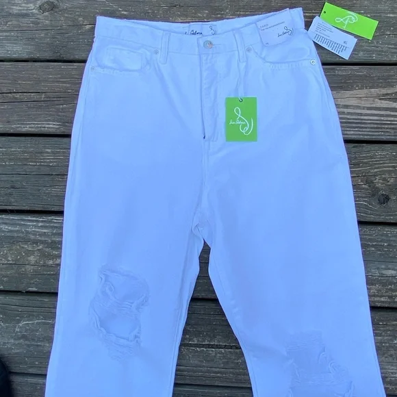 Sam Edelman Yaro jeans white distressed high rise pinched waist size 29 NWT - Picture 2 of 8
